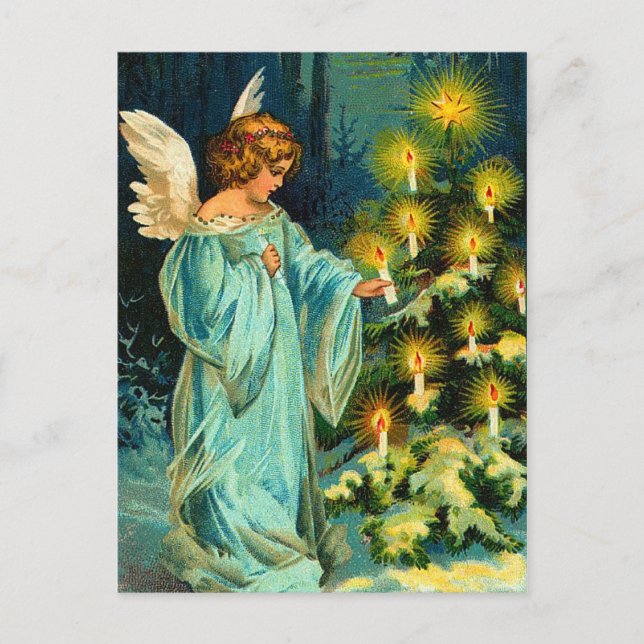 Vintage Christmas Angel Postcard Feiertagspostkarte (Vorderseite)
