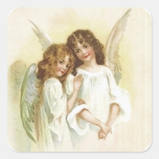 Vintage Christmas Angel Quadratischer Aufkleber