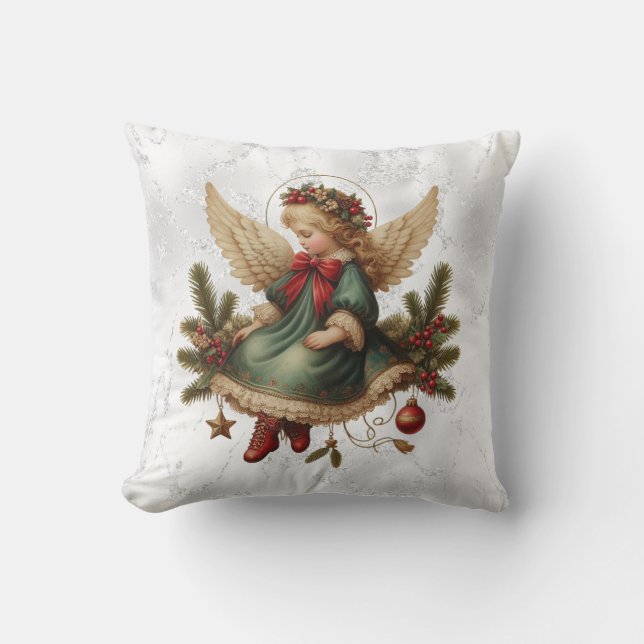 Vintage Christmas Angel Throw Pillow Kissen (Vorderseite)
