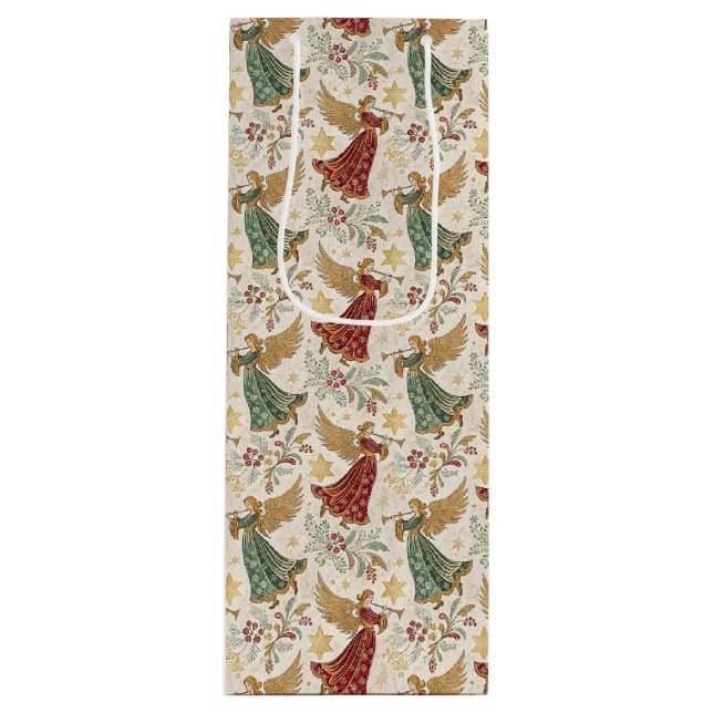 Vintage Christmas Angels Geschenktüte Für Weinflaschen (Vorderseite)