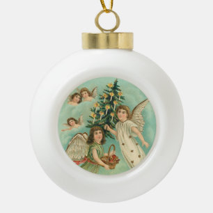 Vintage Christmas Angels Imitate Gold Keramik Kugel-Ornament