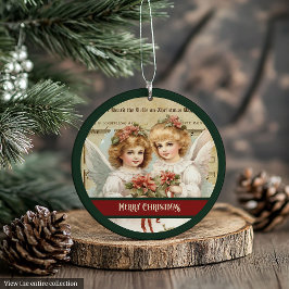 Vintage Christmas Angels Ornament Monogram Keepsak