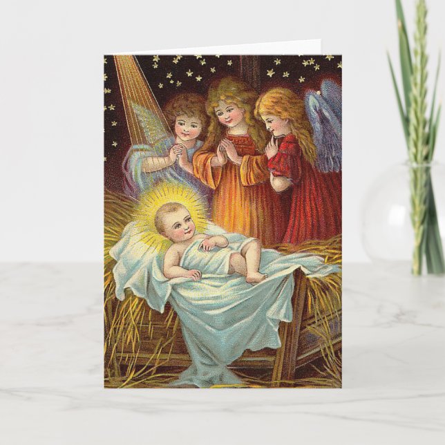 Vintage christmas baby jesus feiertagskarte (Vorderseite)