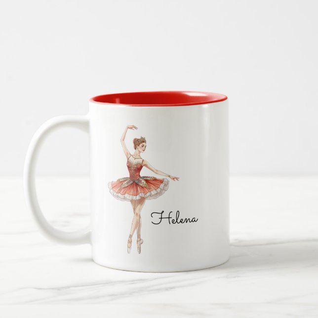 Vintage Christmas Ballerina Zweifarbige Tasse (Links)