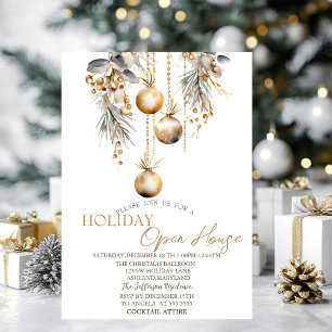 Vintage Christmas Balls Holiday Open House Einladung