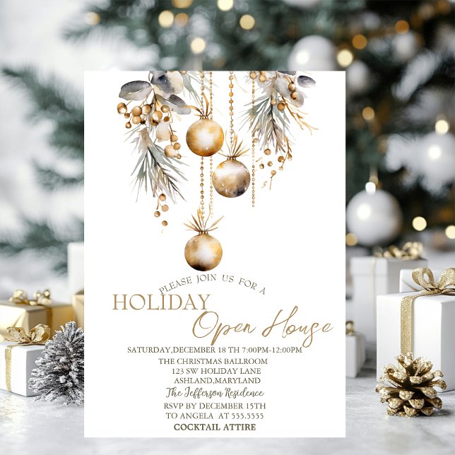Vintage Christmas Balls Holiday Open House Einladung (Von Creator hochgeladen)