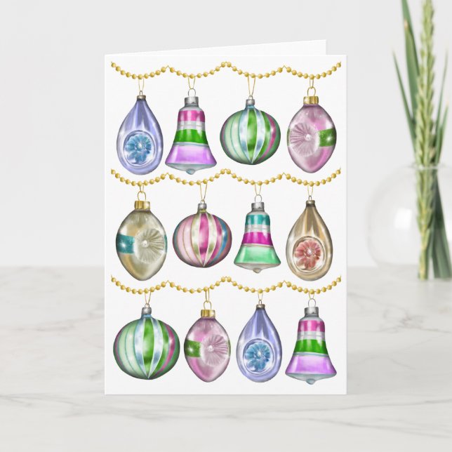 Vintage Christmas Baubles Karte (Vorderseite)