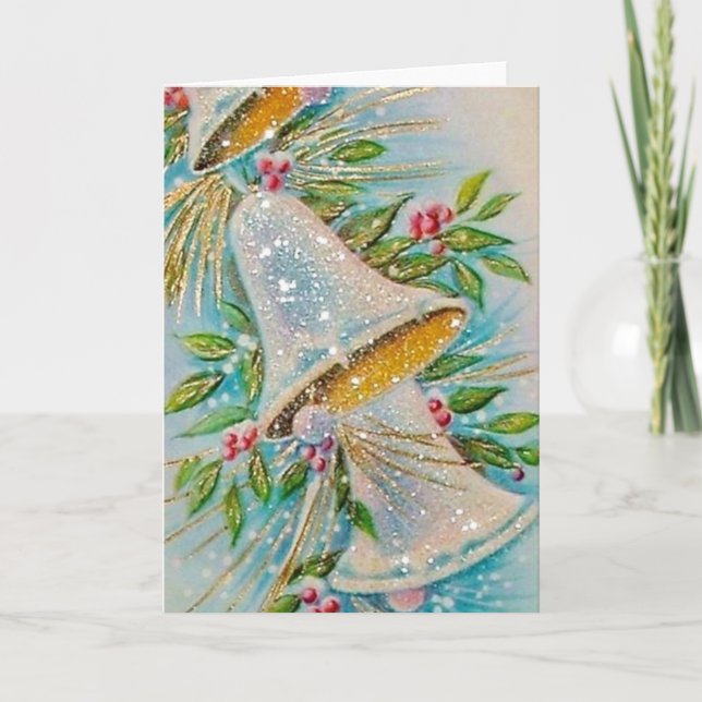 Vintage Christmas Bells Feiertagskarte (Vorderseite)