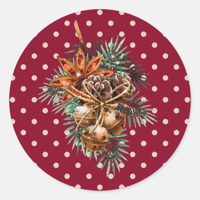 Vintage Christmas Bells Runder Aufkleber (Vorderseite)