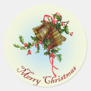 Vintage Christmas Bells Runder Aufkleber