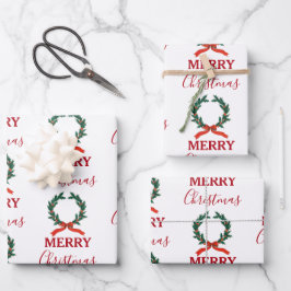 Vintage Christmas Berry Wreath Holiday Geschenkpapier Set