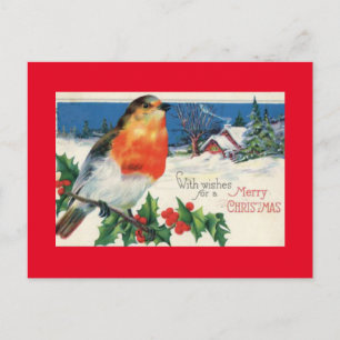Vintage Christmas Bird Feiertagspostkarte