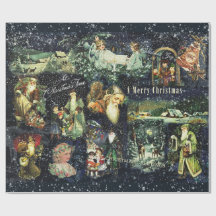 Vintage Christmas Blue Snowy Nacht