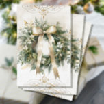 Vintage Christmas Blumenstrauß Ephemere Decoupage Seidenpapier<br><div class="desc">Cottage-Kern ästhetisch,  Viktorianisch weiße Weihnachtsweiße,  grün und goldfarbene Blumenkranz mit schimmerndem goldfarbenem Bändchen-Decodiapier. Elegant,  klassisch,  traditionell und zeitlos. Vintages Not leidendes Bild mit Schrift-Handschrift ephemera überlagert sanft den Hintergrund. Dieses Design wurde von Audrey Jeanne Roberts,  einer international anerkannten Künstlerin und Designerin,  grafisch entworfen und urheberrechtlich geschützt.</div>