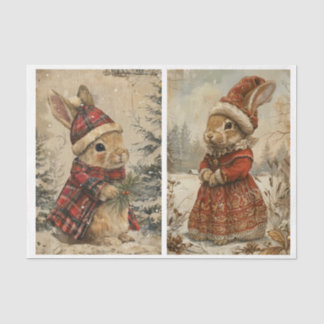 Vintage Christmas Bunnies - 2 Designs pro Blatt Seidenpapier