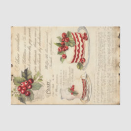 Vintage Christmas Cake Recipe Card Decoupage Seidenpapier