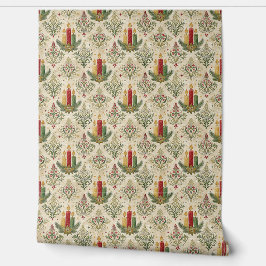Vintage Christmas Candle Damask Pattern Tapete