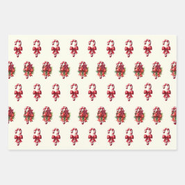Vintage Christmas Candy Cane Design Geschenkpapier Set