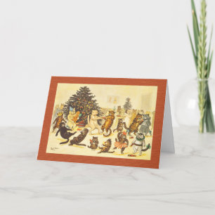 Vintage Christmas Card, Arthur Thiele Cats Feiertagskarte