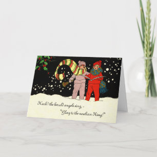 Vintage Christmas Card Carolers Feiertagskarte