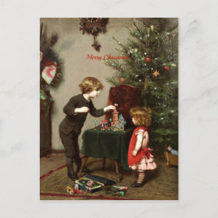 Vintage Christmas Card Decoration Feiertagspostkarte
