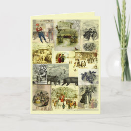 Vintage Christmas Card Images Collage Karte