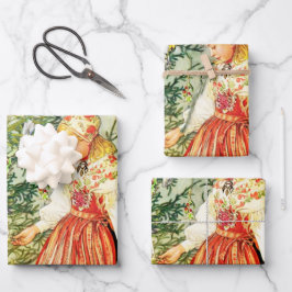 Vintage Christmas Carl Larsson Schwedisch Geschenkpapier Set