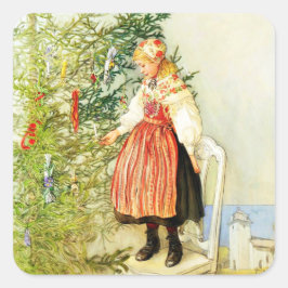 Vintage Christmas Carl Larsson Schwedisch Quadratischer Aufkleber