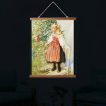 Vintage Christmas Carl Larsson Schwedisch Wandteppich Mit Holzrahmen<br><div class="desc">Eine Weihnachtszene des schwedischen Künstlers Carl Larsson (1853 - 1919). Illustration eines Mädchens in einem traditionellen schwedischen Volkskraut,  das einen Weihnachtsbaum schmückt.</div>