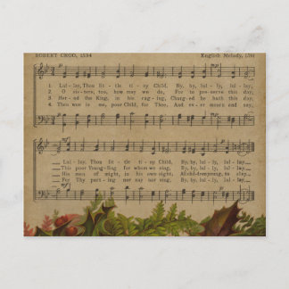 Vintage Christmas Carol Music Sheet Feiertagspostkarte