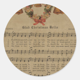 Vintage Christmas Carol Music Sheet Runder Aufkleber