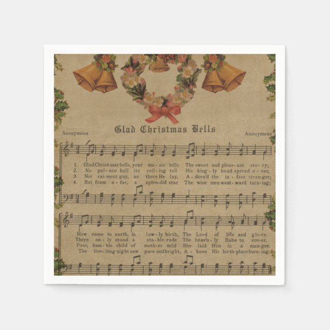 Vintage Christmas Carol Music Sheet Serviette (Vorderseite)