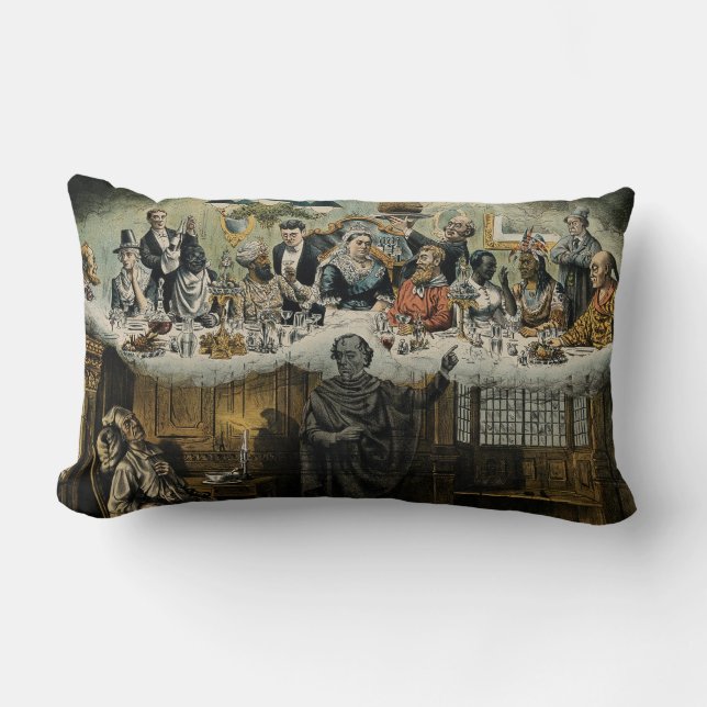 Vintage Christmas Carol Queen Victoria Lendenkissen (Vorderseite)