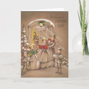 Vintage Christmas Carolers Feiertagskarte
