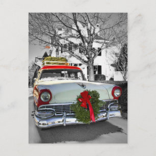 Vintage Christmas Chevy Feiertagspostkarte