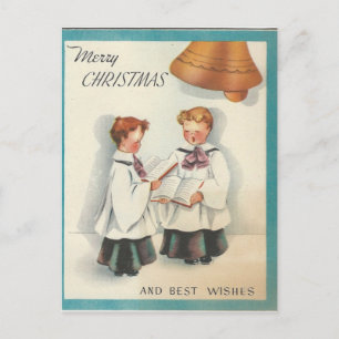 Vintage Christmas Choir Boys Feiertagspostkarte