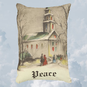 Vintage Christmas, Church in Winter Snowscape Dekokissen