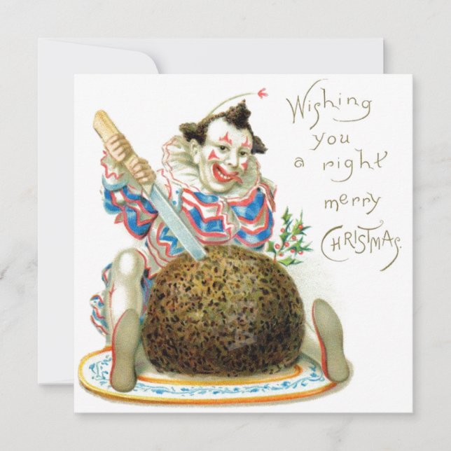 Vintage Christmas Clown Feiertagskarte (Vorderseite)