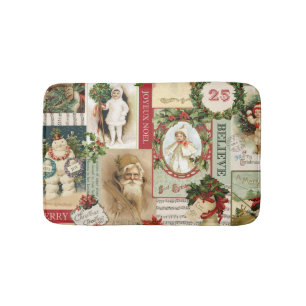 VINTAGE CHRISTMAS COLLAGE BADEMATTE