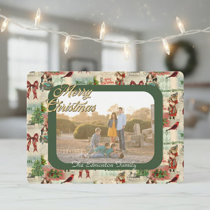 Vintage Christmas Collage Gerahmtes Foto Feiertagskarte