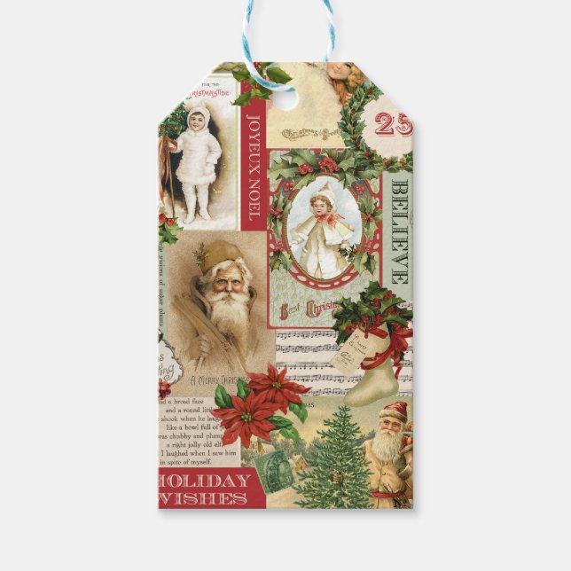 VINTAGE CHRISTMAS COLLAGE GESCHENKANHÄNGER (Vorderseite)