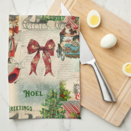 Vintage Christmas Collage Geschirrtuch