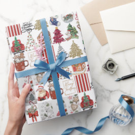 Vintage Christmas Collage | Retro Holiday Geschenk Geschenkpapier