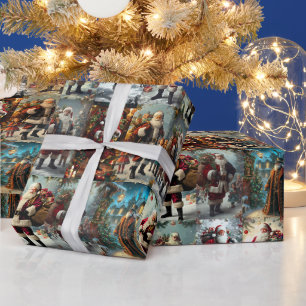 Vintage Christmas Collage   Retro Holiday Geschenk Geschenkpapier