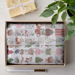 Vintage Christmas Collage | Retro Holiday Geschenk Seidenpapier