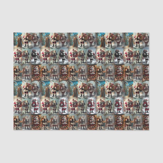 Vintage Christmas Collage | Retro Holiday Seidenpapier (Vorderseite)