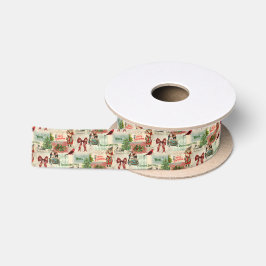 Vintage Christmas Collage Satinband
