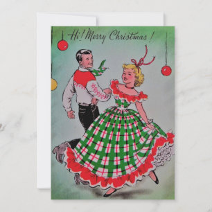 Vintage Christmas Couples Dance Feiertagskarte