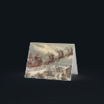 Vintage Christmas Danke<br><div class="desc">Vintage Illustration Weihnachtsszene mit dem Weihnachtsmann und seinen Rentieren,  die an Heiligabend Spielzeug liefern.</div>