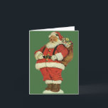 Vintage Christmas Danke<br><div class="desc">Einfach die Hintergrundfarbe ändern. Klicken Sie einfach auf "Anpassen"! Vintage Abbildung Weihnachtsbild mit dem Weihnachtsmann mit Spielzeug, die geschnitten. Alles ist 100% anpassbar, fügen Sie Ihre eigenen Weihnachtsgrüße oder ändern Sie das Bild! Viele andere große Retro Weihnachtsgeschenke erhältlich, wiederverwendbar, Öko-freundlich Tote Taschen, Mousepads, Schürze, Kaffeetassen, T - Shirt und mehr!...</div>